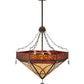 Meyda Lighting Larkfield 37" 6-Light Capri Inverted Pendant Light With Travertine Idalight and Maduro Idalight Shade Glass