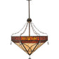 Meyda Lighting Larkfield 37" 6-Light Capri Inverted Pendant Light With Travertine Idalight and Maduro Idalight Shade Glass