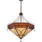 Meyda Lighting Larkfield 37" 6-Light Capri Inverted Pendant Light With Travertine Idalight and Maduro Idalight Shade Glass