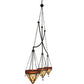 Meyda Lighting Larkfield 62" 3-Light Capri Pendant Light With Beige and Red Shade Glass