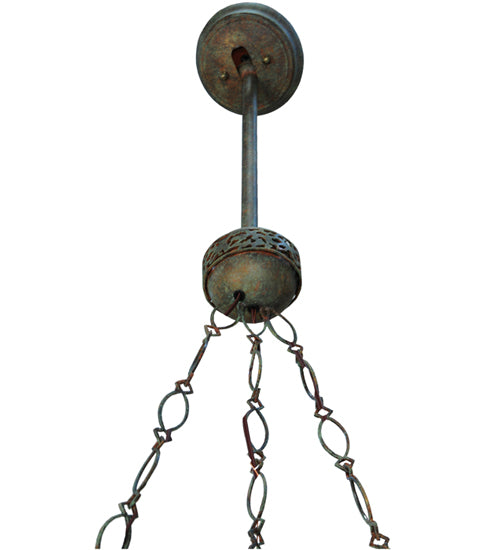 Meyda Lighting Larkfield 62" 3-Light Capri Pendant Light With Beige and Red Shade Glass