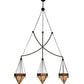 Meyda Lighting Larkfield 62" 3-Light Capri Pendant Light With Beige and Red Shade Glass