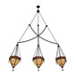 Meyda Lighting Larkfield 62" 3-Light Capri Pendant Light With Beige and Red Shade Glass