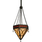 Meyda Lighting Larkfield 62" 3-Light Capri Pendant Light With Beige and Red Shade Glass