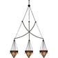 Meyda Lighting Larkfield 62" 3-Light Capri Pendant Light With Beige and Red Shade Glass