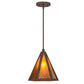 Meyda Lighting Lars 10" Rust Nail Pendant Light With Amber Mica Shade Glass