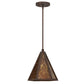 Meyda Lighting Lars 10" Rust Nail Pendant Light With Amber Mica Shade Glass