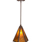 Meyda Lighting Lars 10" Rust Nail Pendant Light With Amber Mica Shade Glass
