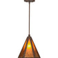 Meyda Lighting Lars 10" Rust Nail Pendant Light With Amber Mica Shade Glass