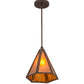 Meyda Lighting Lars 10" Rust Nail Pendant Light With Amber Mica Shade Glass