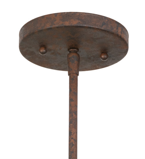 Meyda Lighting Lars 10" Rust Nail Pendant Light With Amber Mica Shade Glass