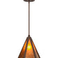 Meyda Lighting Lars 10" Rust Nail Pendant Light With Amber Mica Shade Glass