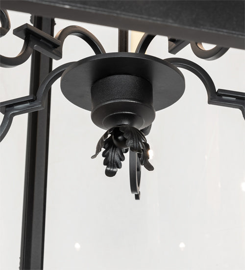 Meyda Lighting Lattimer 46" 5-Light Textured Black Pendant Light With Clear Shade Glass