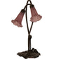 Meyda Lighting Lavender Pond Lily 16" 2-Light Mahogany Bronze Accent Table Lamp With Lavender Shade Glass