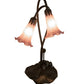 Meyda Lighting Lavender Pond Lily 16" 2-Light Mahogany Bronze Accent Table Lamp With Lavender Shade Glass