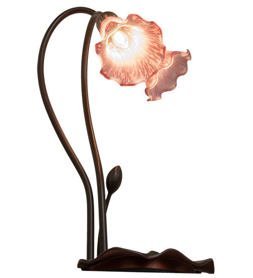 Meyda Lighting Lavender Pond Lily 16" 2-Light Mahogany Bronze Accent Table Lamp With Lavender Shade Glass