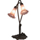 Meyda Lighting Lavender Pond Lily 16" 2-Light Mahogany Bronze Accent Table Lamp With Lavender Shade Glass