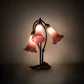 Meyda Lighting Lavender Pond Lily 16" 3-Light Mahogany Bronze Accent Table Lamp With Cranberry Shade Glass
