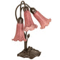Meyda Lighting Lavender Pond Lily 16" 3-Light Mahogany Bronze Accent Table Lamp With Cranberry Shade Glass
