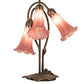 Meyda Lighting Lavender Pond Lily 16" 3-Light Mahogany Bronze Accent Table Lamp With Cranberry Shade Glass