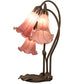 Meyda Lighting Lavender Pond Lily 16" 3-Light Mahogany Bronze Accent Table Lamp With Cranberry Shade Glass