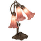 Meyda Lighting Lavender Pond Lily 16" 3-Light Mahogany Bronze Accent Table Lamp With Cranberry Shade Glass