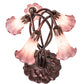 Meyda Lighting Lavender Pond Lily 17" 5-Light Mahogany Bronze Accent Table Lamp With Lavender Shade Glass