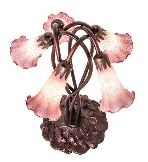 Meyda Lighting Lavender Pond Lily 17" 5-Light Mahogany Bronze Accent Table Lamp With Lavender Shade Glass