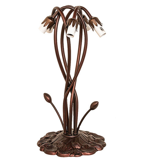 Meyda Lighting Lavender Pond Lily 17" 5-Light Mahogany Bronze Accent Table Lamp With Lavender Shade Glass