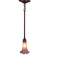 Meyda Lighting Lavender Pond Lily 5" Mahogany Bronze Mini Pendant Light With Lavender Shade Glass