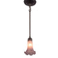 Meyda Lighting Lavender Pond Lily 5" Mahogany Bronze Mini Pendant Light With Lavender Shade Glass