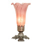 Meyda Lighting Lavender Pond Lily 8" Mahogany Bronze Mini Table Lamp With Lavender Shade Glass