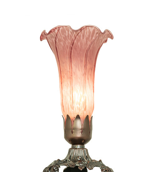 Meyda Lighting Lavender Pond Lily 8" Mahogany Bronze Mini Table Lamp With Lavender Shade Glass