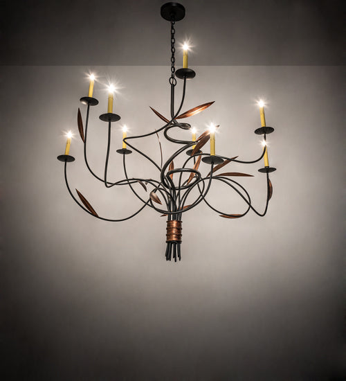 Meyda Lighting Layla 51" 9-Light Blackwash & Cimarron Bronze Chandelier With Ivory Faux Candlelight