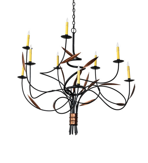 Meyda Lighting Layla 51" 9-Light Blackwash & Cimarron Bronze Chandelier With Ivory Faux Candlelight
