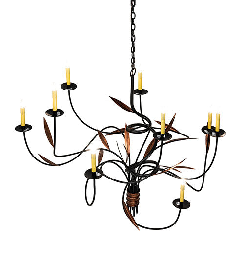 Meyda Lighting Layla 51" 9-Light Blackwash & Cimarron Bronze Chandelier With Ivory Faux Candlelight