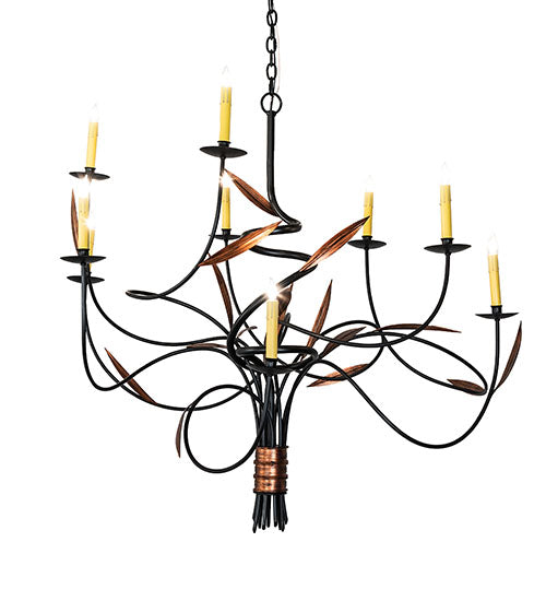 Meyda Lighting Layla 51" 9-Light Blackwash & Cimarron Bronze Chandelier With Ivory Faux Candlelight