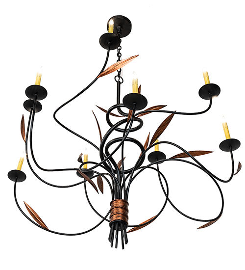 Meyda Lighting Layla 51" 9-Light Blackwash & Cimarron Bronze Chandelier With Ivory Faux Candlelight
