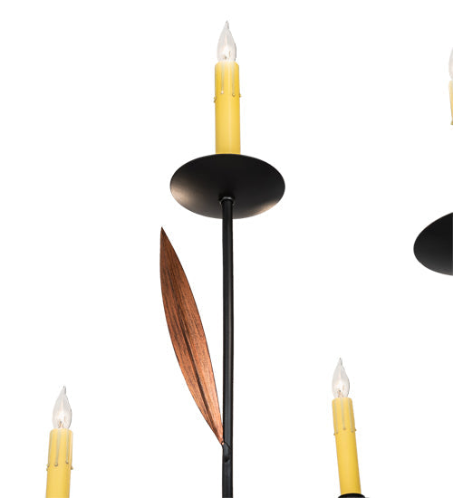 Meyda Lighting Layla 51" 9-Light Blackwash & Cimarron Bronze Chandelier With Ivory Faux Candlelight