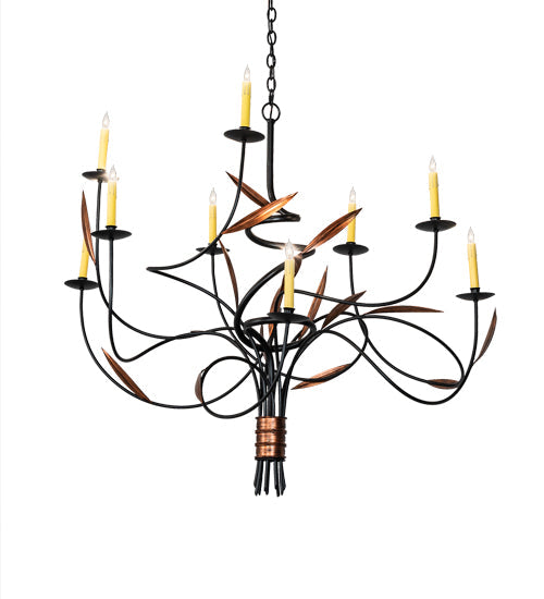 Meyda Lighting Layla 51" 9-Light Blackwash & Cimarron Bronze Chandelier With Ivory Faux Candlelight