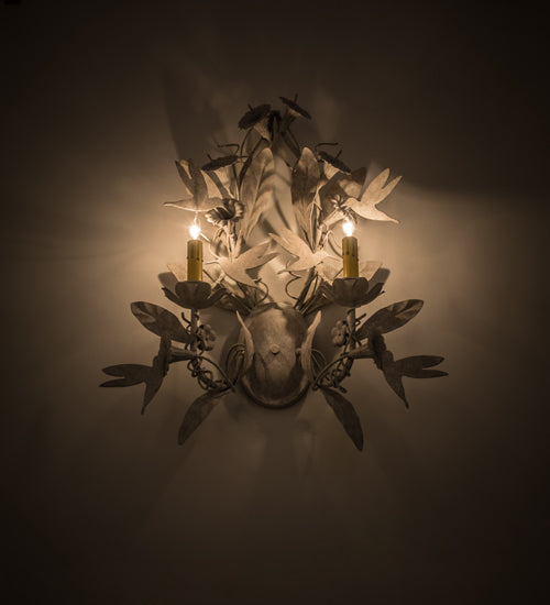 Meyda Lighting Le Printemps 20" 2-Light Tuscon Ivory Wall Sconce With Ivory Faux Candlelight