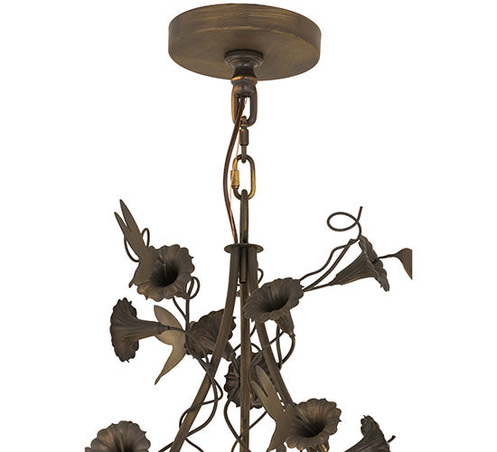 Meyda Lighting Le Printemps 36" 9-Light Antique Brass Matte Chandelier With Ivory Faux Candlelight
