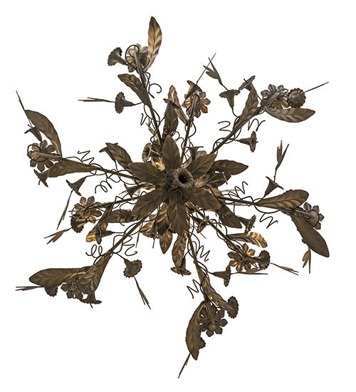 Meyda Lighting Le Printemps 36" 9-Light Antique Brass Matte Chandelier With Ivory Faux Candlelight