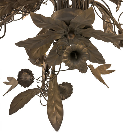 Meyda Lighting Le Printemps 36" 9-Light Antique Brass Matte Chandelier With Ivory Faux Candlelight