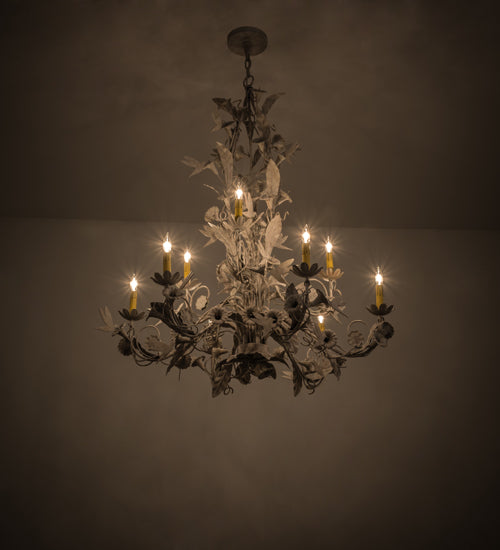 Meyda Lighting Le Printemps 36" 9-Light Tuscan Ivory Chandelier With Ivory Faux Candlelight