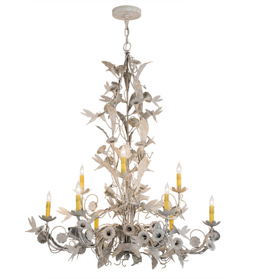 Meyda Lighting Le Printemps 36" 9-Light Tuscan Ivory Chandelier With Ivory Faux Candlelight
