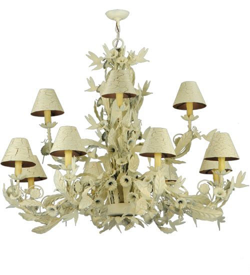 Meyda Lighting Le Printemps 52" 12-Light Custom White Crackle Chandelier