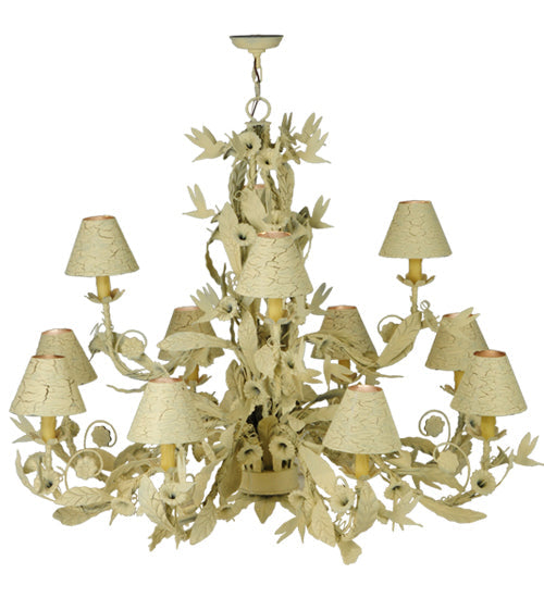 Meyda Lighting Le Printemps 52" 12-Light Custom White Crackle Chandelier