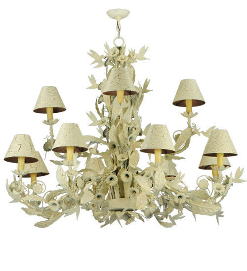 Meyda Lighting Le Printemps 52" 12-Light Custom White Crackle Chandelier