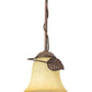 Meyda Lighting Leaf 6" Antique Rust Mini Pendant Light With Beige Bell Shade Glass